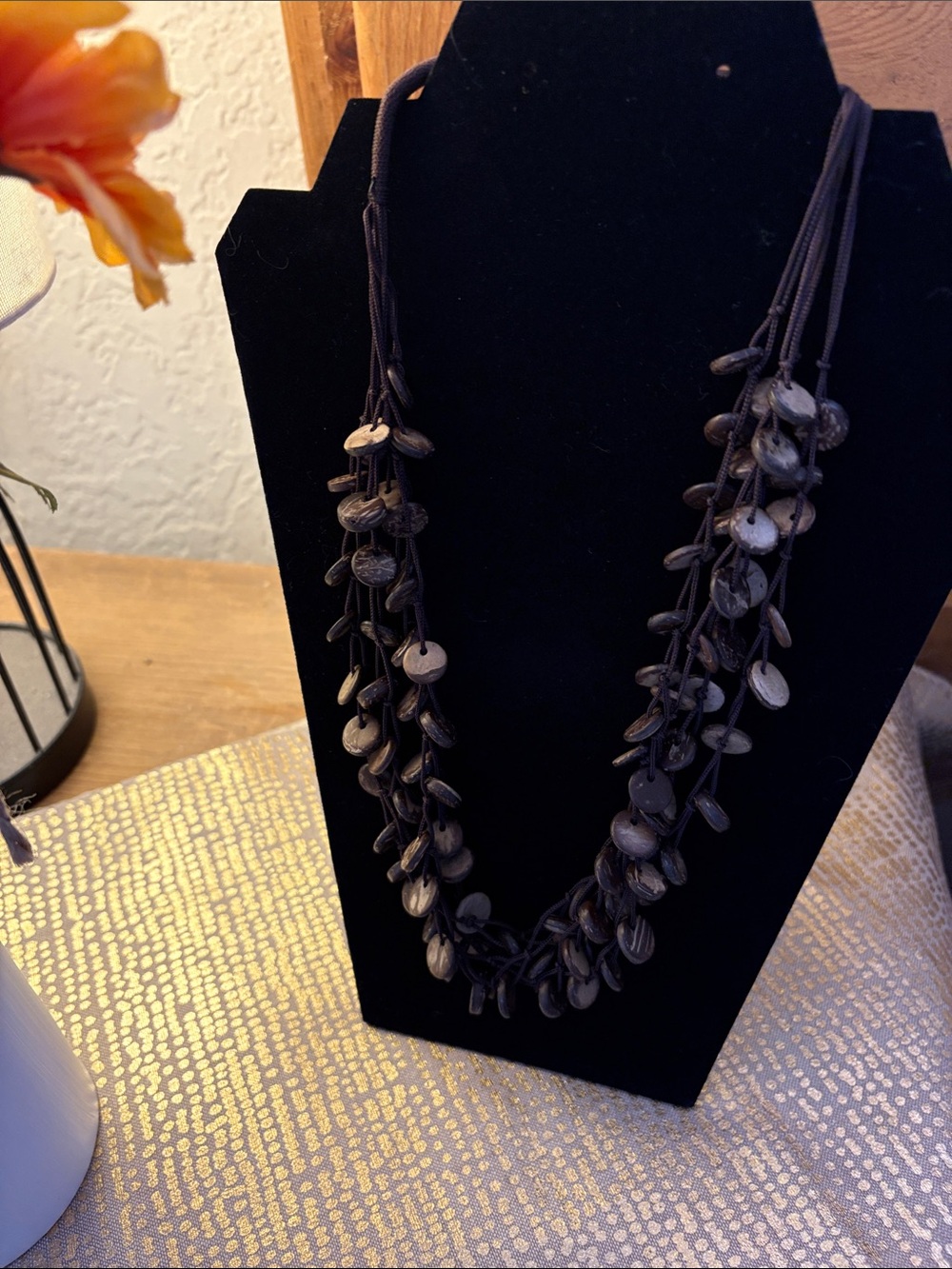 Handcrafted Brown Shell Multi-eStrand Necklace